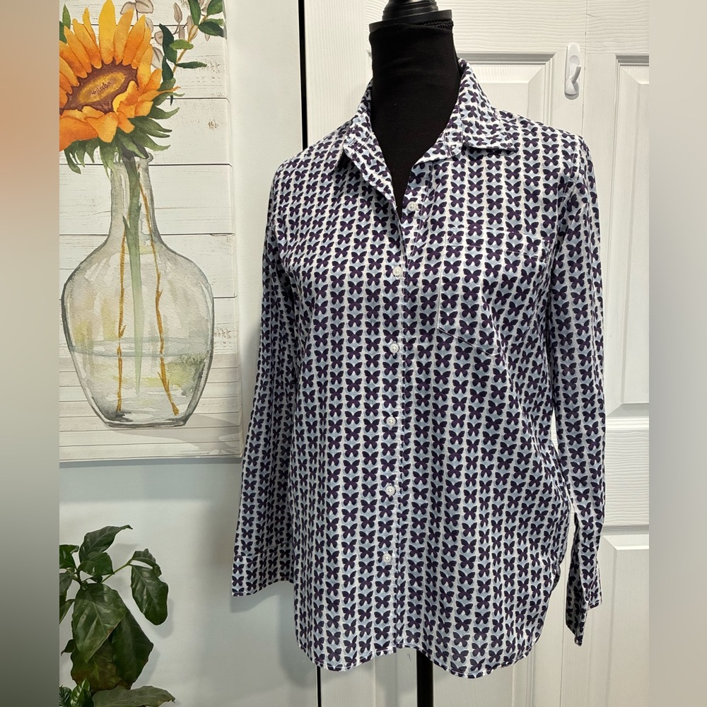 GAP Purple Butterfly Print Boyfriend Shirt